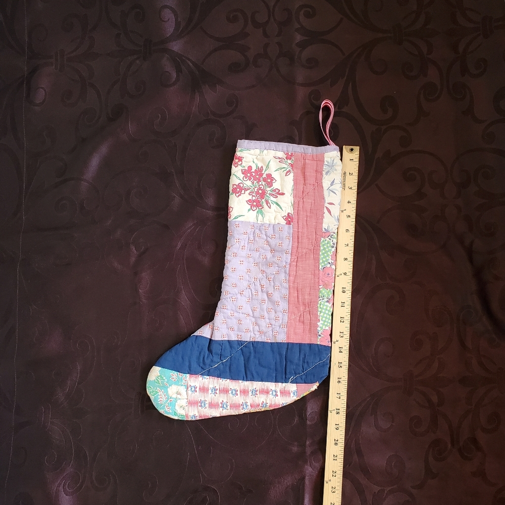 Hand made antique quilt Christmas stocking